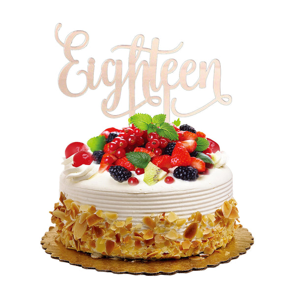 18th Birthday Cake Topper – Rose Gold Mirror Acrylic (2pc)