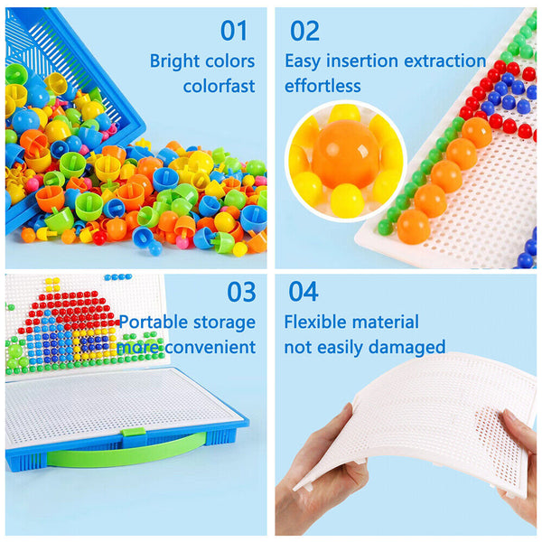 Mushroom Nails Puzzle Pegboard Jigsaw Creative DIY Peg 3D Kids Educational Toys