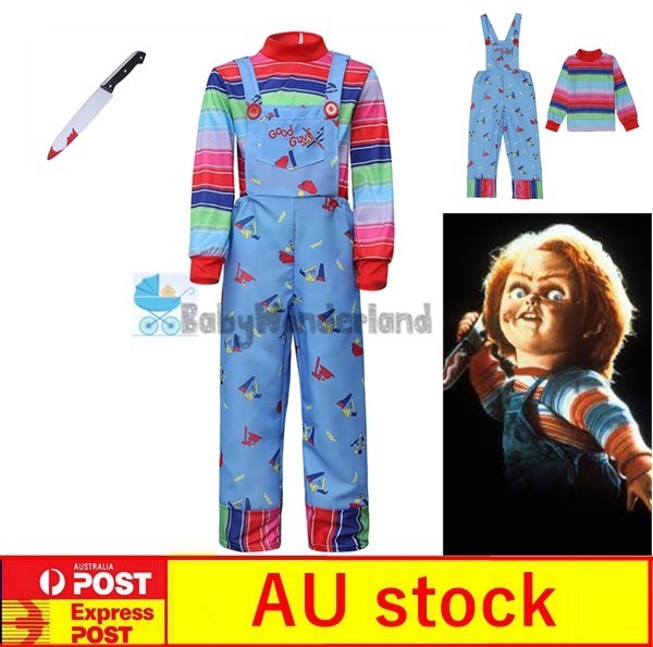 Boys Girls Halloween Child's Play Chucky Child Costume Cosplay Overalls Knife
