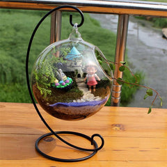 2Pcs Hanging Glass Ball Vase Flower Planter Pot Terrarium Container Home Garden