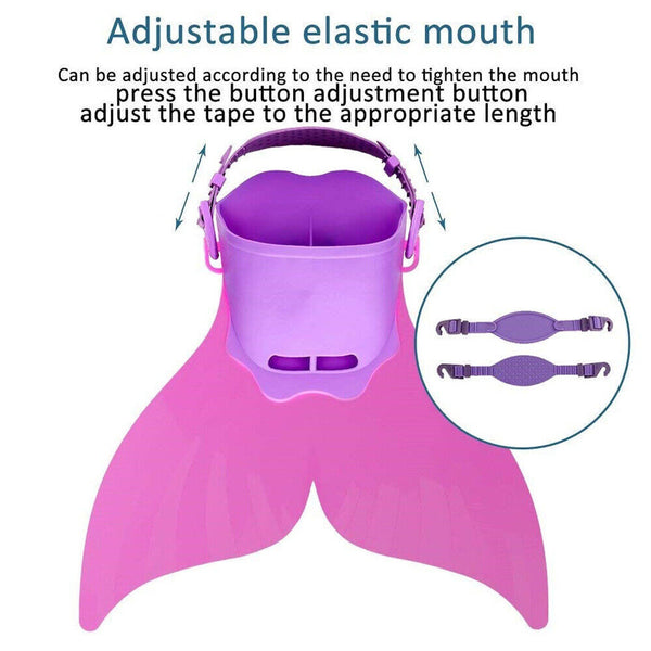 Kids Mermaid Tail Fin Adjustable Monofin Swimming Flipper Diving Swimmable Tool