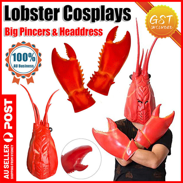 Funny Crab Lobster Claws Gloves Headdress Cosplay Party Latex Novelty Toy Set