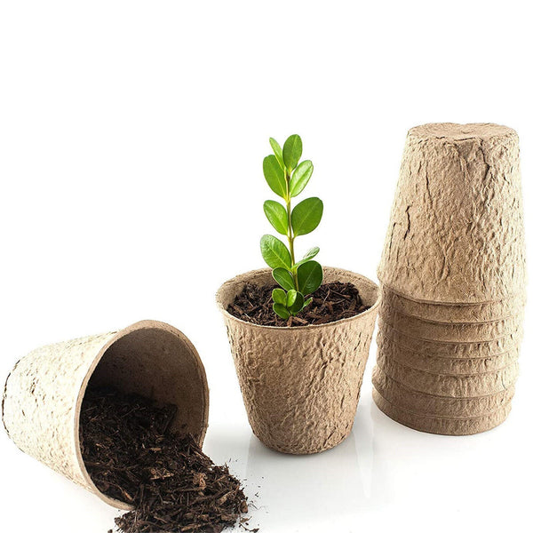 100X Biodegradable Seedling Pots Seed Garden Pots Cardboard Nursery Plant Labels