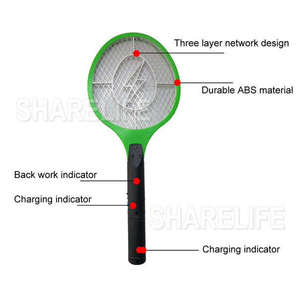 2x Electric Bug Zapper Tennis Racket Mosquito Fly Swatter Insect Killer Handheld