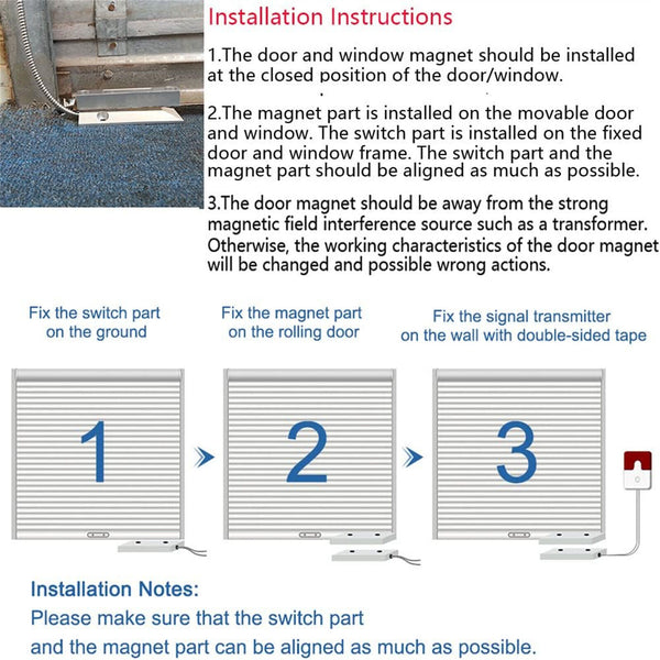 Magnetic Door Alarm Reed Switch Detector Sensor Roller Shutter Garage Safe Home
