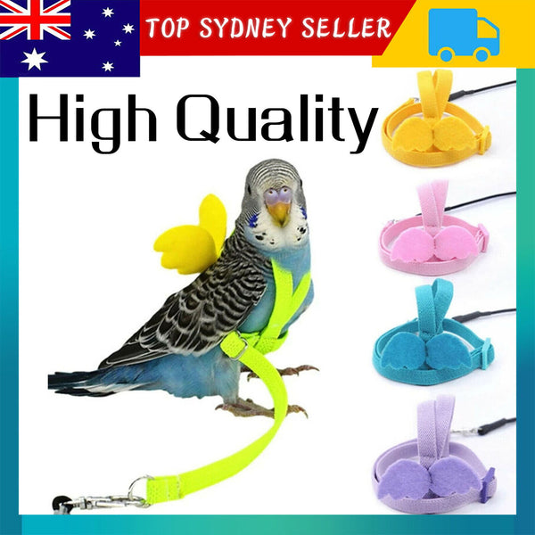 Adjustable Pet Parrot Bird Harness Lead Leash Flying Training Rope Cockatiel AUS