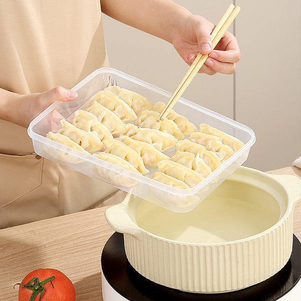 2 Pack Fridge Dumpling Storage Boxes with Lids – Sealed Rectangular Food Containers for Freezer and Refrigerator