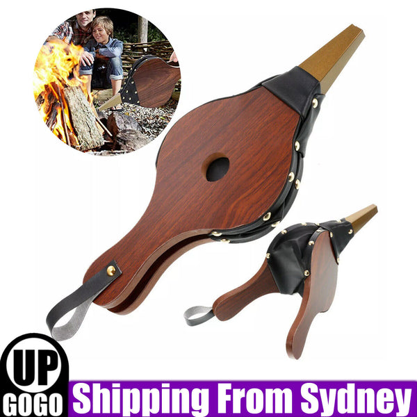 Fireplace Bellows Wooden Air Blower Cast Nozzle Hand Bellow Pump Fire Tool S/M/L
