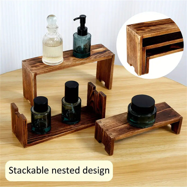 3 Tier Wooden Display Riser Cupcake Perfume Organizer Stand