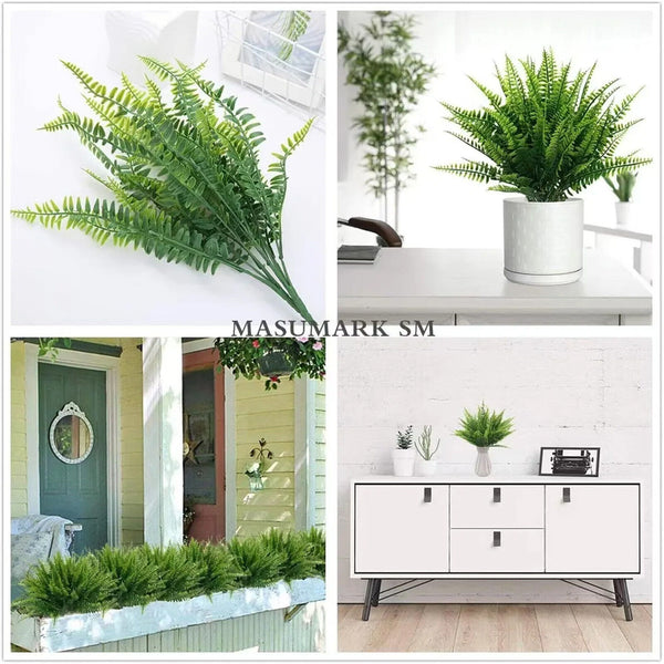 1-10x Artificial Boston Fern Leaf Home Artificial Plant Flower Garden Decoration