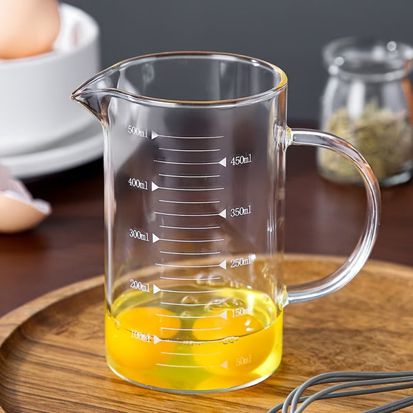 4 Piece Glass Measuring Cup Set – 500ml and 90ml Measuring Beakers with Handle and V Spout