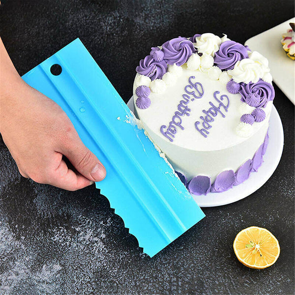 4Pcs Cake Decorating Icing Smoother Edge Frosting Scraper Comb Pastry Spatulas