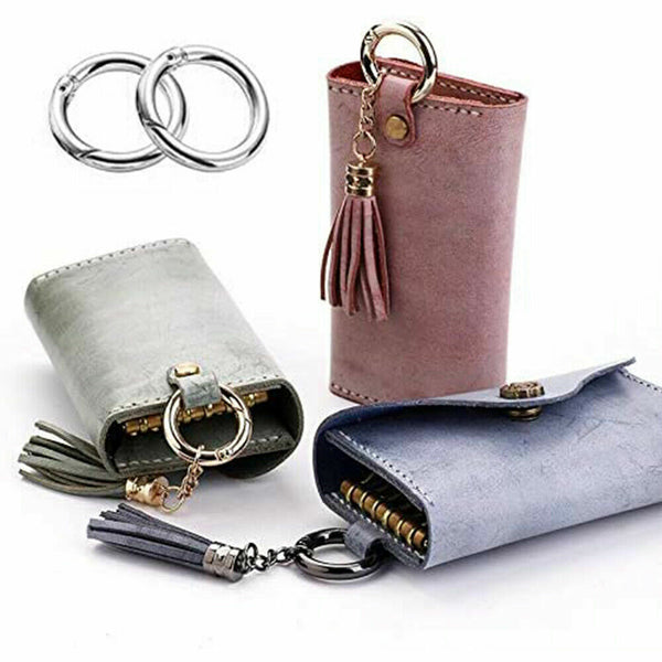 20PCS Round Snap Clip Hook Mini Carabiner Keychain Keyring Bag Connector Ring AU