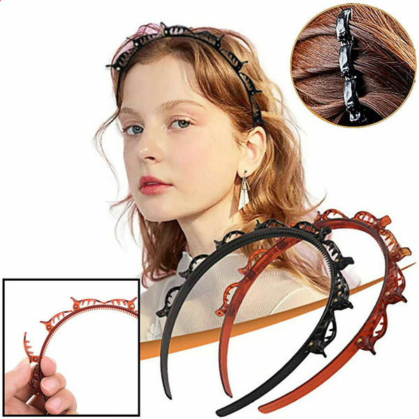 2 Pcs Double Bangs Hairstyle Hairpin Headband Braided Women Headband Hair Tool