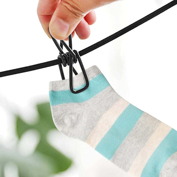 Portable Clothesline with 12 Clothespins,Windproof Travel Stretchy Retractable