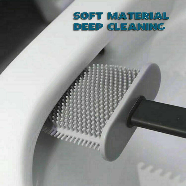 2Sets Bathroom Silicone Bristle Toilet Brush Holder Creative Cleaning Brush New