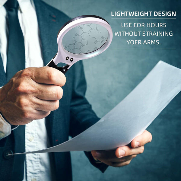 2x Handheld Magnifying Glass With 3LED Light 45X High Powe Illuminated Magnifier