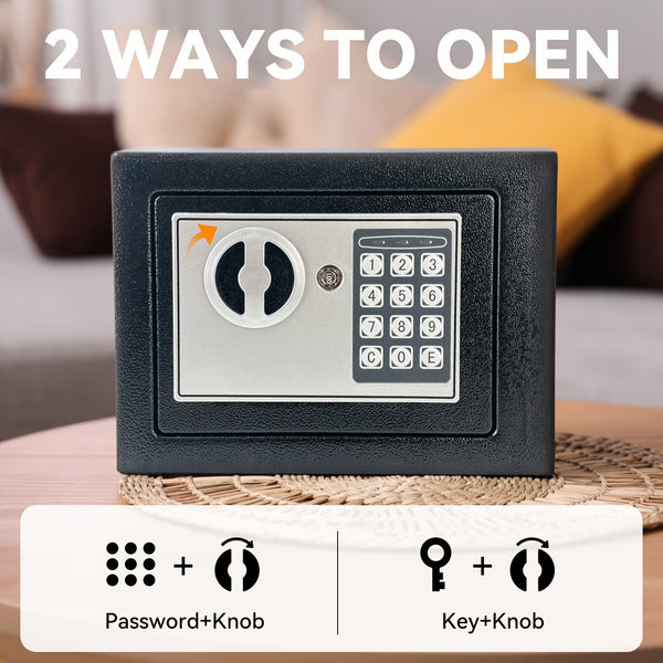 6.4L Digital Safe Box Electronic Security Safe with Keypad Override Keys Black