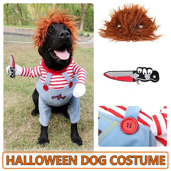 Halloween Pet Dog Cat Fancy Costume Chucky Cosplay Poppy Dress Clothes Jumpsuits