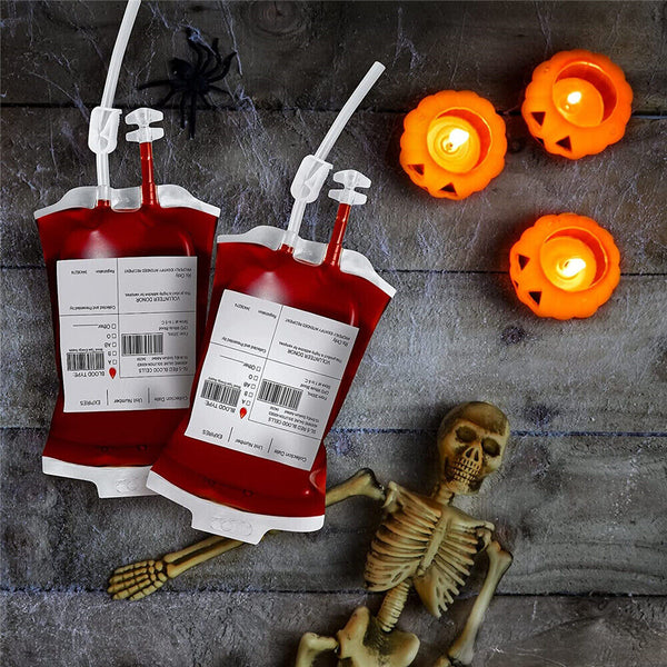 Reusable IV Blood Bags Halloween Haunted House Energy Drink Container AU