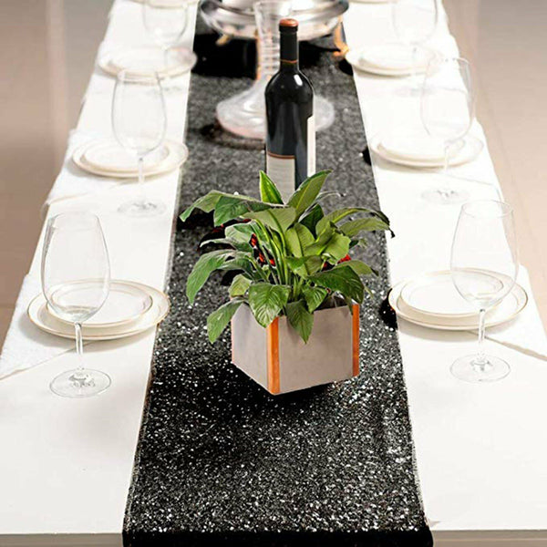 30x275cm Sequin Table Runner Cloth Sashes Event Home Party Wedding Black Decor A