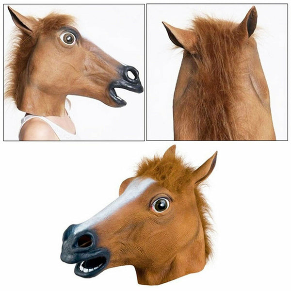 Horse Head Mask Female Latex Prop Animal Cosplay Costume Party Halloween