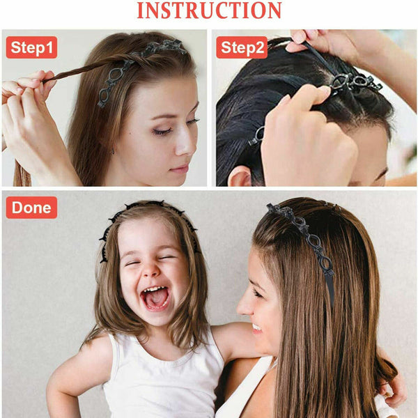 2 Pcs Double Bangs Hairstyle Hairpin Headband Braided Women Headband Hair Tool