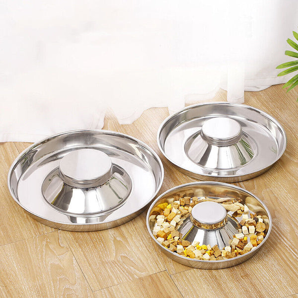 Feeder Bowl Stainless Dish Puppy Dog Pet Cat Litter Food Feeding Weaning Bowl AU