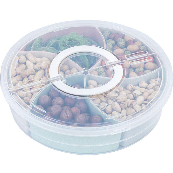 1/2x Snack Divider Container with Lid, Divided Serving Tray with Lid and Handle