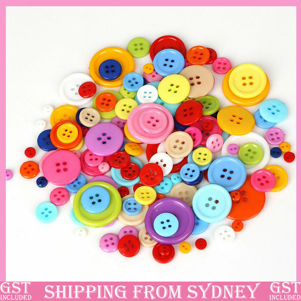 1000x Candy Button Resin Round Mixed Color 9-20mm Craft Plastic Sewing Christmas