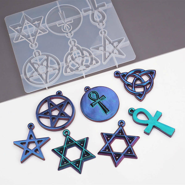 2X Silicone Pentagram Resin Casting Mould Jewelry Pendant Necklace Epoxy Mold AU