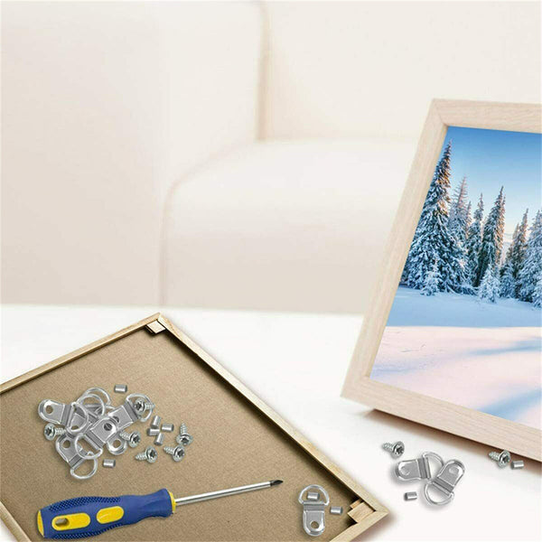 1/2Set Picture Hangers Hooks 30M Wire Photo Frame Hanging D Ring Stainless Steel