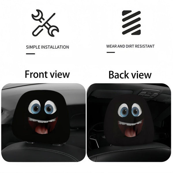 2PCS Funny Face Expressions Car Headrest Covers Automobile Interior