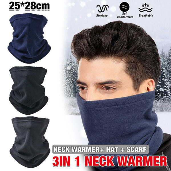 Winter Fleece Neck Warmer Snood Scarf Beanie Hat Ski Balaclava Unisex