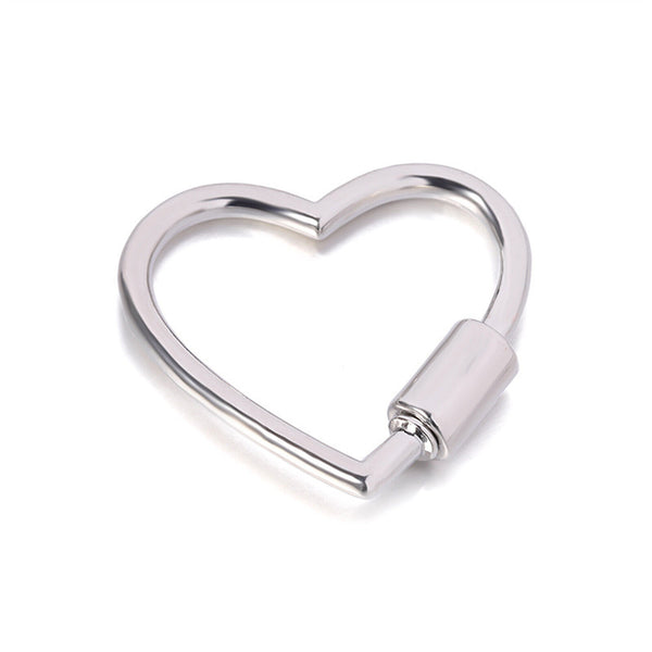 2 PCS Heart Shape Carabiner Clip Metal Open Buckles Clasp Spring Keyring Camping