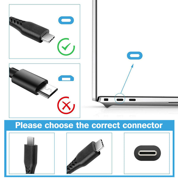 USB-C Type-C Adapter Laptop Charger Power 65W For Lenovo ThinkPad Acer Dell HP