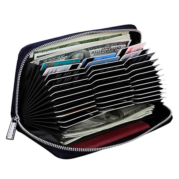 RFID 36 Card Slots Antimagnetic Genuine Leather Long Credit Card Wallet Purse