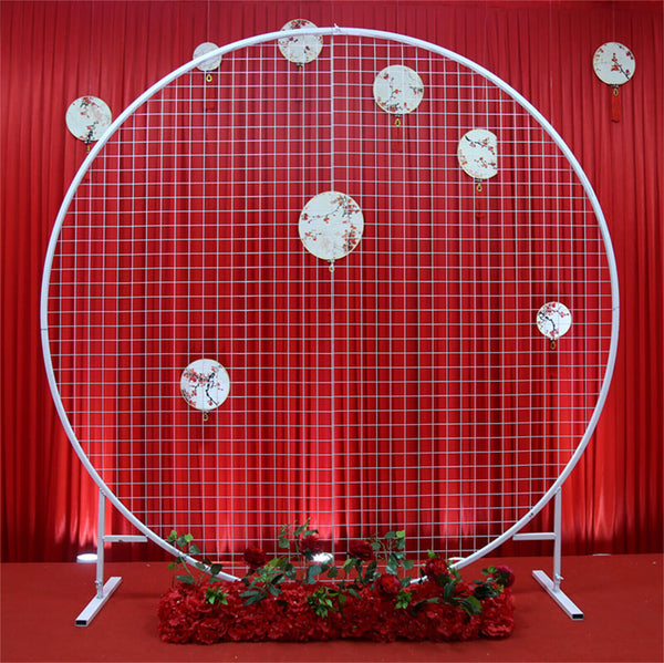 1.8M Iron Grid Mesh Wedding Arch Round DIY Stage Backdrop Decor Flower Stand Pr