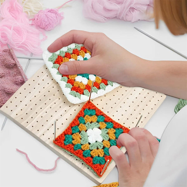 Crochet Blocking Board with 25 Rod Pins for Knitting and Crocheting Tool Kit AUS