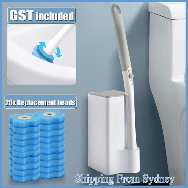 Disposable Toilet Brush Set Toilet Bowl Cleaning System Cleaners with 20 Refills