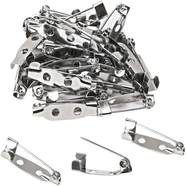 100X 20/32mm Brooch Backs Safety Bar Pins Craft Catch Badge Fasteners Jewellery
