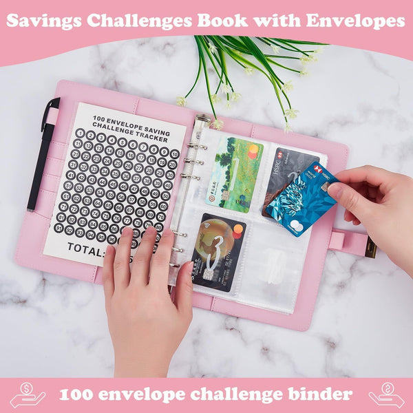100 Days-Envelope Saving Money Book Budget Savings Challenge Binder with Lock