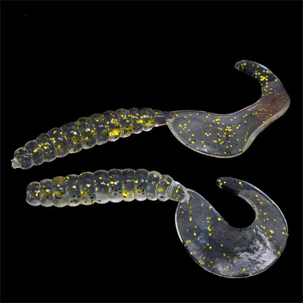 100X lure Plastic 35mm Paddle Tail Worm Bass Soft Grub Tackle Fishing Lure Bream