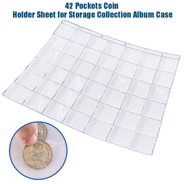 10x 42 Pocket Coin Holder Sheet Storage Page Collection Album Folder Book Sleeve