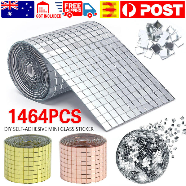 Mini Mosaic Tiles Self-Adhesive Square Mirror Glass DIY Home Wall Sticker Decors