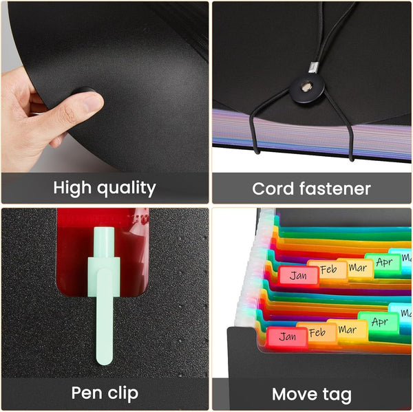 2PCS A4 Expanding File Organiser – 25 Pocket Document Storage Folder