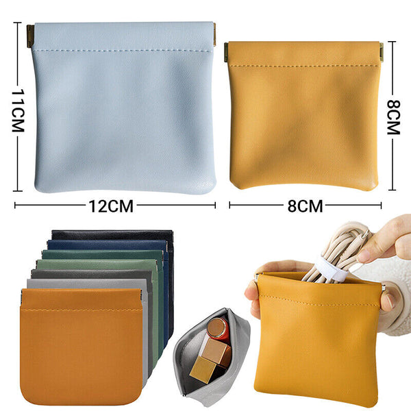 Pocket Cosmetic Bag Portable self-Closing Water-Resistant Leather Storage Bag AU