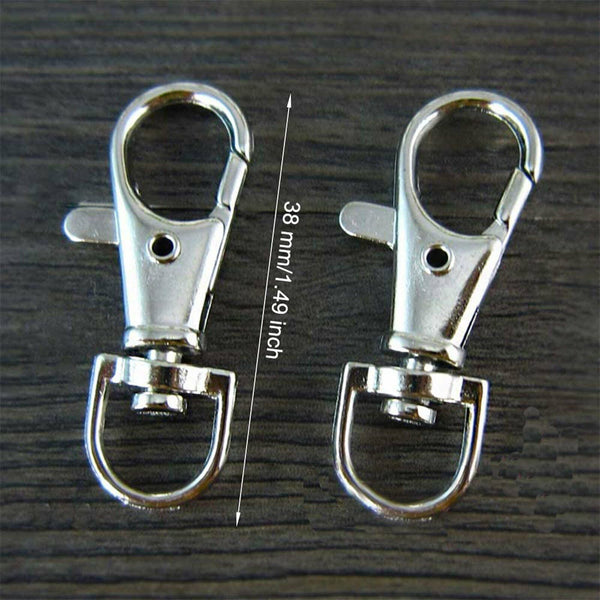 100PCS Swivel Lobster Clasp Clips Hook Alloy Key Ring Split Keychain Durable DIY