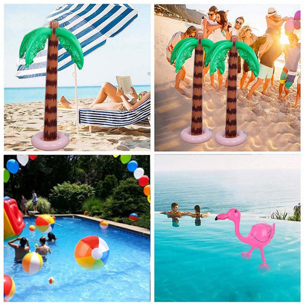 4PCS 90cm Inflatable Blow Up Palm Tree Hawaiian Luau Pool Beach Party Decoration