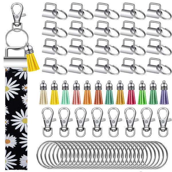 60PCS Swivel Snap Hook Sets Key Fob Hardware keychain Split Ring Tassel Keychain